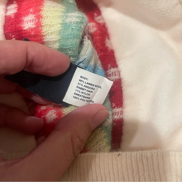 Vintage Y2K Gap Beanie Women’s OS Colorful Stars Rainbow Lambswool Angora Rabbit - Picture 6 of 7